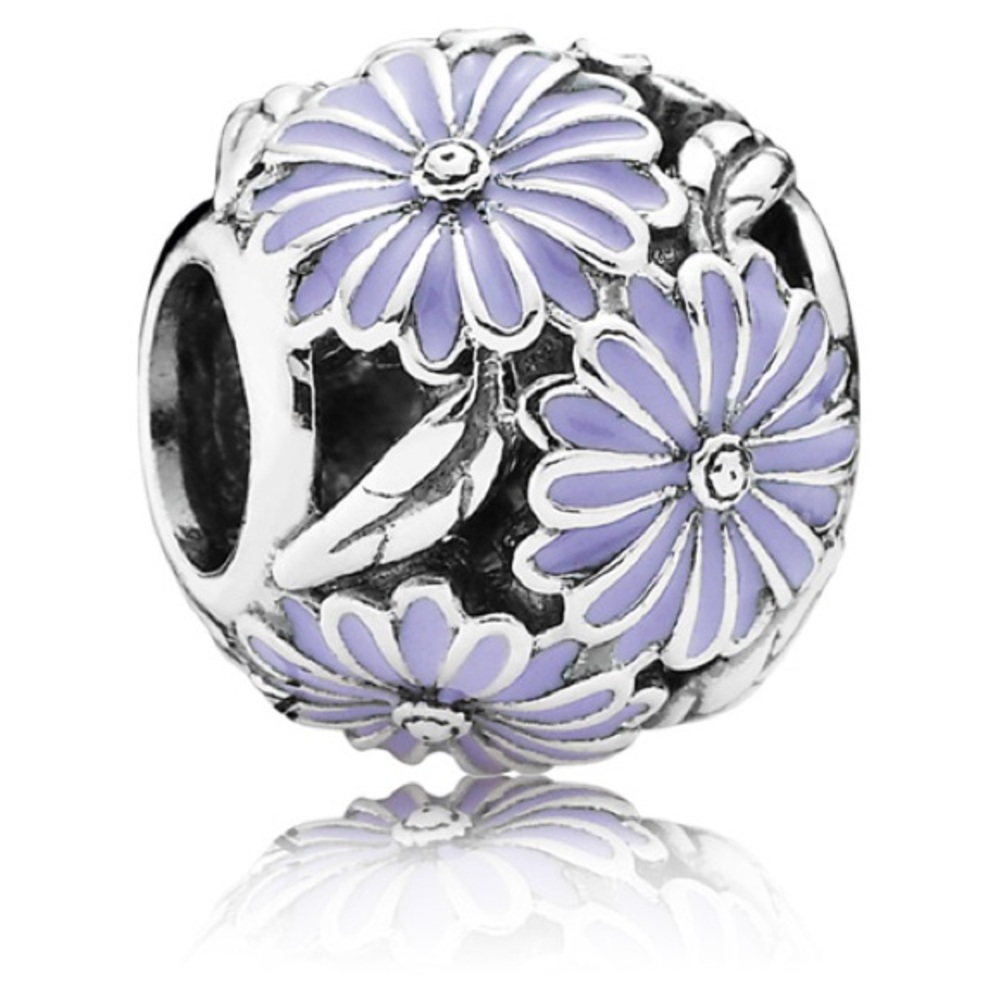 Genuine Retired PANDORA Daisy Meadow Lavender Enamel Flower Charm; 791487EN66